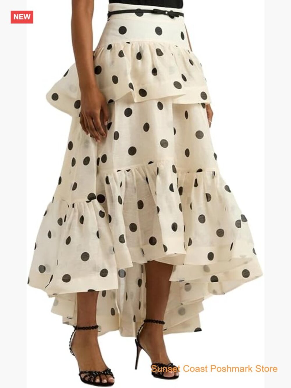 Polka Dot Long Skirt Ruffle Irregular Midi Pleated Women 2026 Trendy